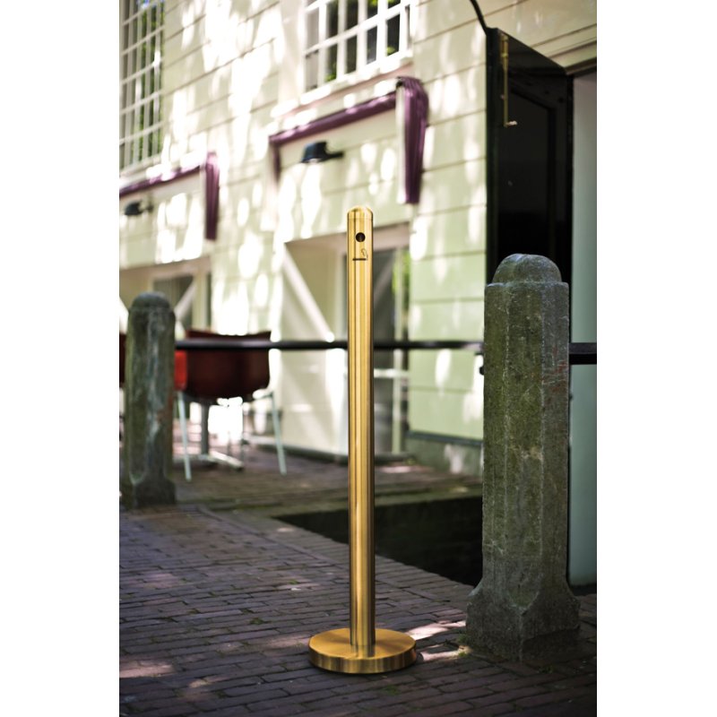 Securit cendrier sur pied SMOKER POLE, acier inoxydable, or, hauteur 104 cm